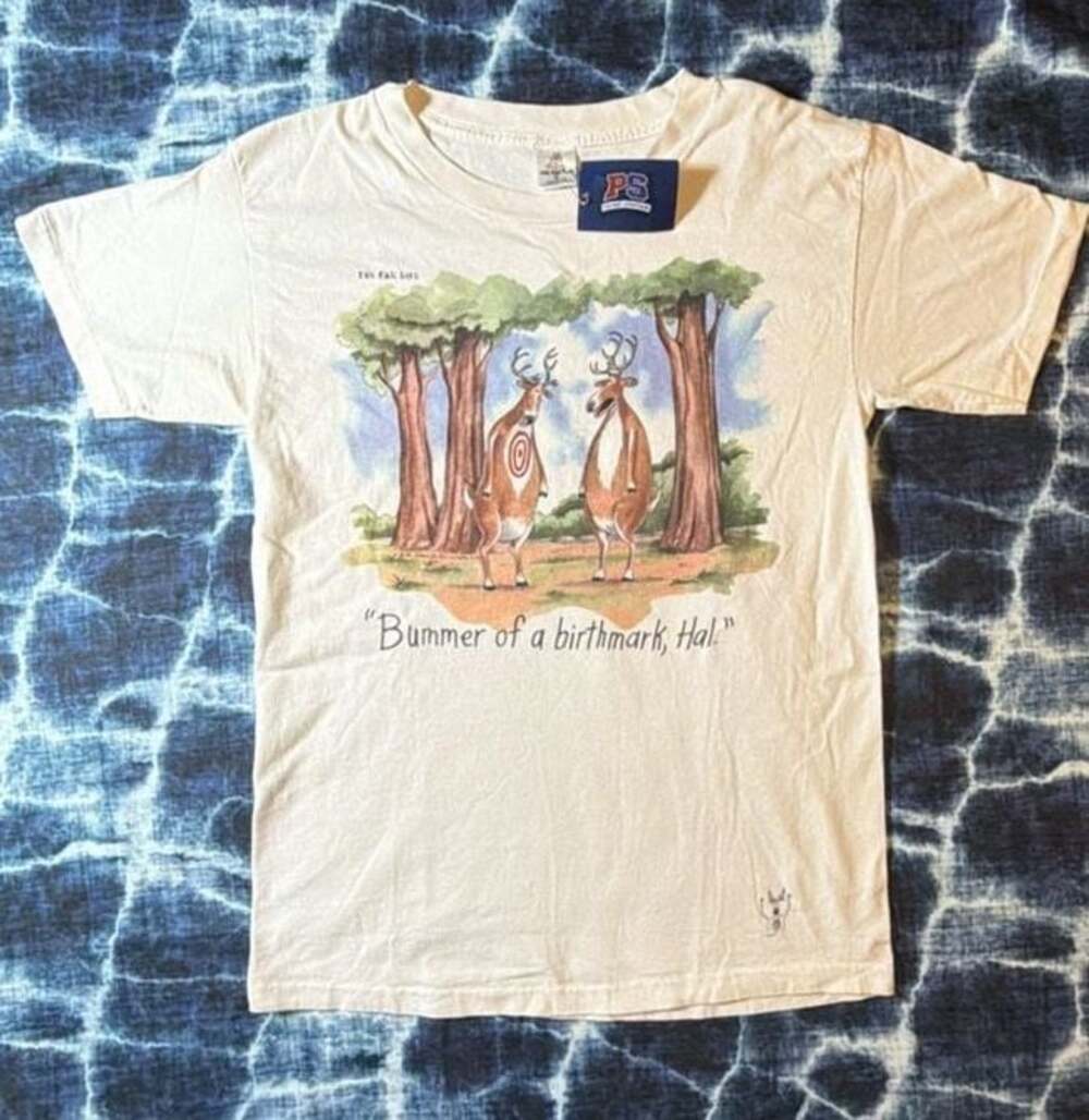 Vintage 1986 The Far Side Gary Larson Bummer of a Birthmark Hal Deer T-Shirt